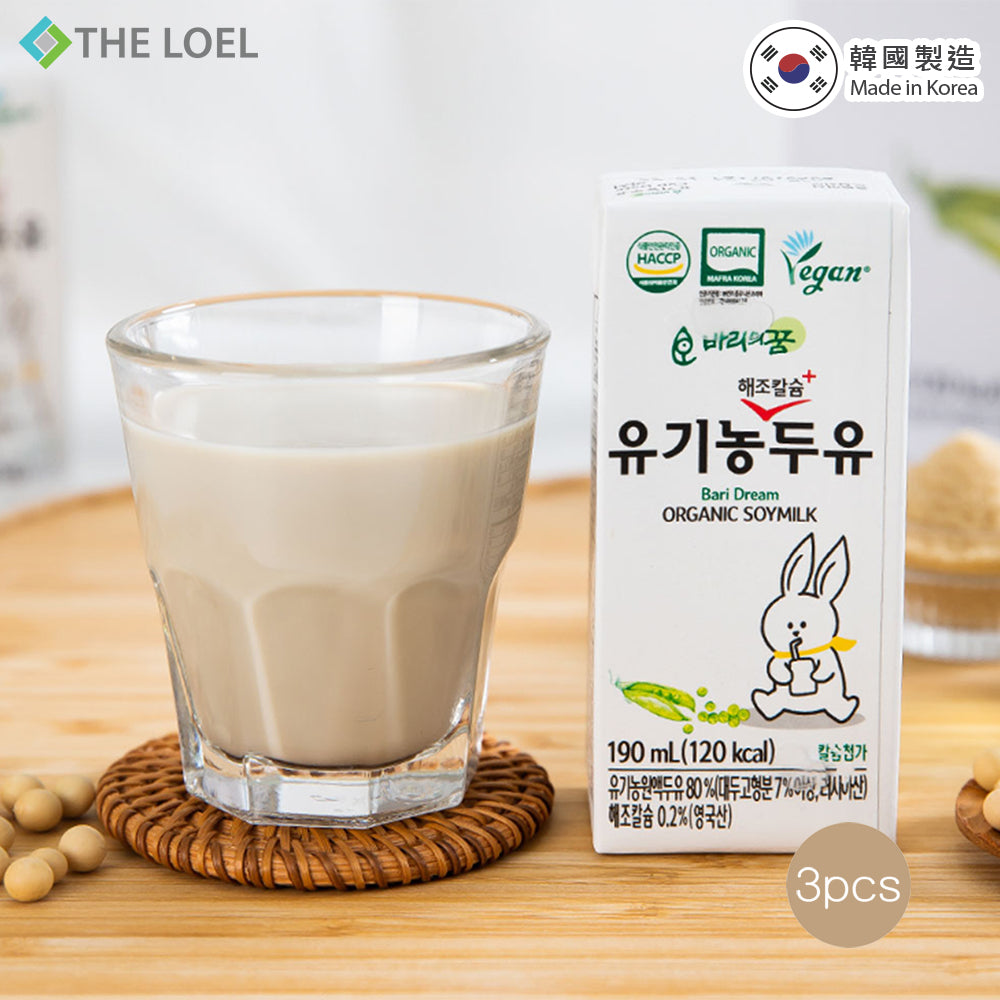 The Loel - 韓國有機豆奶 (添加海藻鈣) Korean Organic Soymilk (Seaweed Calcium)  190ml x 3pcs