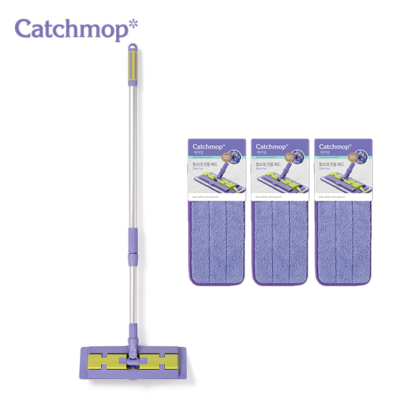 Catchmop - 韓國神奇拖把清潔多布組 (1拖把+3拖把布) Korea Magic Mop Telescopic Multi Mop Cleaning Set (1 Telescopic + 3 Mop Pad)